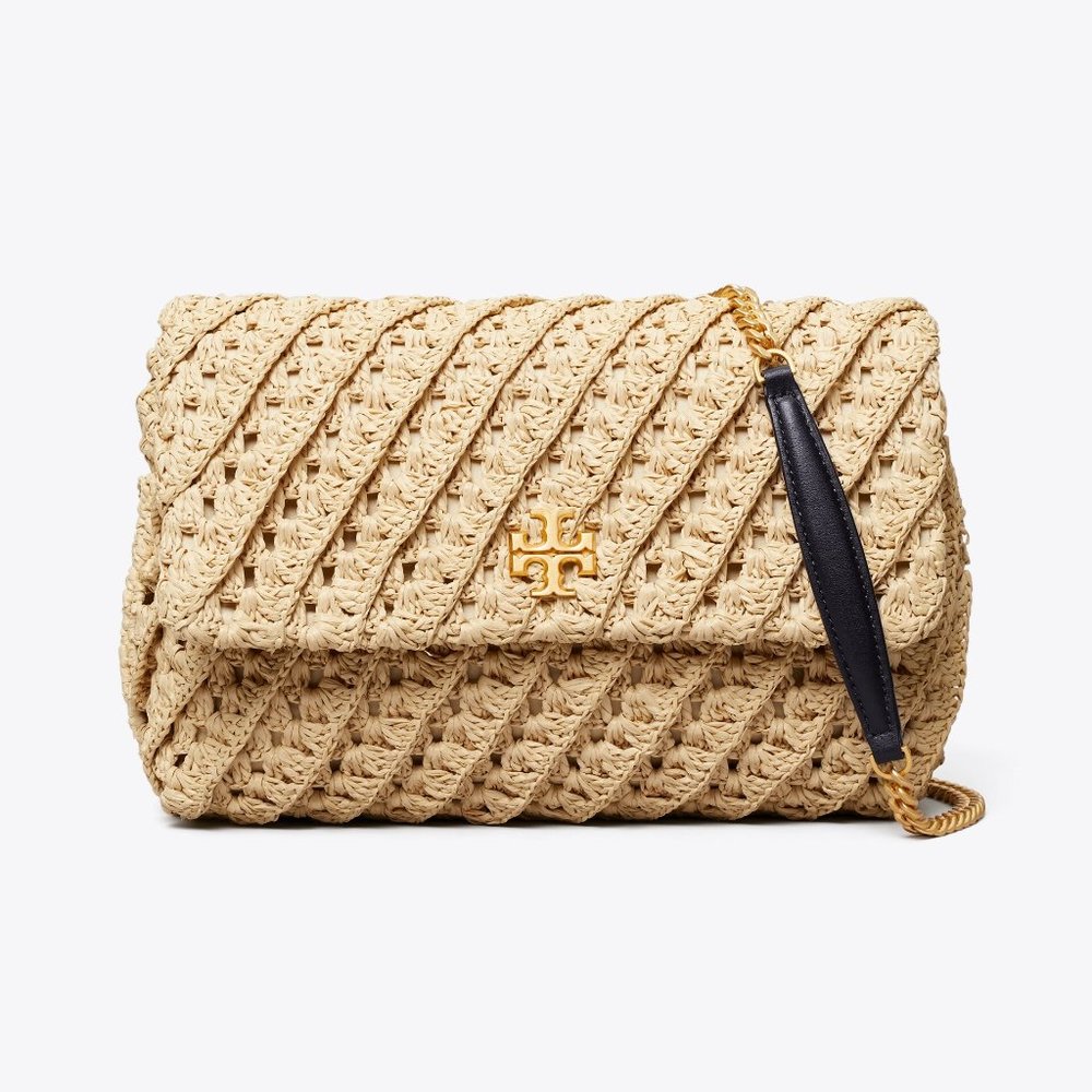 NWT TORY BURCH KIRA CROCHET CONVERTIBLE SHOULDER BAG NATURAL $648 RETAIL